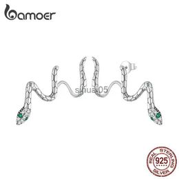 Stud Bamoer New 925 Sterling Silver Snake Earrings for Women Delicate Zircon Animal Ear Beautiful Party Fine Jewellery Gifts YQ231026