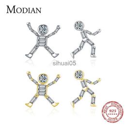 Stud MODIAN New Design Dancing People Ear Studs 925 Sterling Silver Dazzling Party Clear CZ Fashion Earrings For Women Jewellery YQ231026