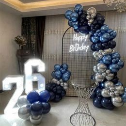 Christmas Decorations 129pcs Chrome Blue Balloon 16 18 20 30 50 Years Silver Number Birthday Anniversary Party Decor Adult Globos Supplies 231026