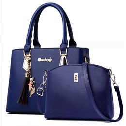 Дизайнерская женская сумка Модная сумка через плечо Классическая простота сумка через плечо Tote Комплект из двух предметов для матери сумки сумка для покупок кошелек