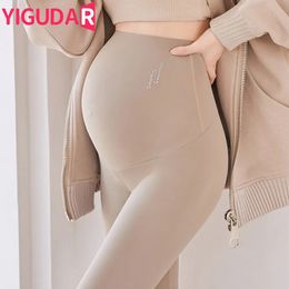 Maternity Bottoms High Waist pregnancy Leggings Skinny clothes for pregnant women Belly Support Knitted Leggins Body Shaper Trousers 231026