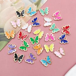 Charms 24pcs Mixed Colourful Cute Butterfly Design Alloy Enamel Pendants For Necklace Bracelet Earring Keychain DIY Jewellery Making