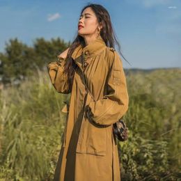 Women's Trench Coats 2023 Spring Autumn Brand Women Coat Long Windbreaker Europe America Fashion Trend Streetwear Slim H131