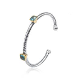 DY Bracelet Designer Luxury Jewellery Top Jewellery bracelet Dy 4MM Open Cable Bracelets Popular at Two Station high quality fashion accessories for Christmas gifts