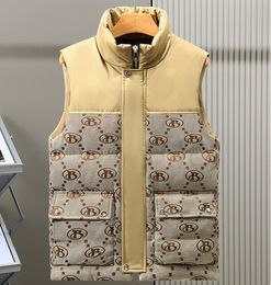 yg8090 designer mens vest zipper denim puffer vest bodywarmer down cotton mens gilet sleeveless winter jeans jacket coat