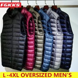 Men's Down Parkas FGKKS Brand Sleeveless Down Jacket For Men Pure Warm Pocket Vest Coat High Quality Lightweight Down Duck Vest Coats Male 231026