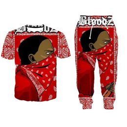 New Fashion Women Mens Blood Gang Funny 3d Print T-Shirt Jogger Pants Casusal Tracksuit Sets2382