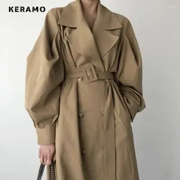 Women's Trench Coats 2023 Winter Casual Style Double Breasted Oversized Women Belted Outerwear Fashion Loose Solid Colour Baggy Windbreaker