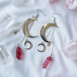 Dangle Earrings Natural White Crystal Drop For Women Jewellery Moon Ear Hooks Red Earring Handmade Fashion Design Party Gifts Wholesale