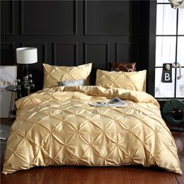 Bedding sets Rayon Pinch Pleated King Size Duvet Cover Set Luxury Full Twin Queen Pleat Single Double Sets Satin Bed 231025