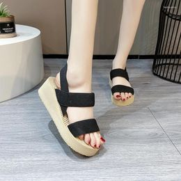 Sandals Women 2024 140 Summer Imitation Straw Travel Women's Sports Wear Espadrille Fashion Tide Wedges Shoes For 's