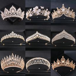 Headbands Gold Colour Luxury Crystal Wedding Tiaras And Crowns Party Prom Bridal Diadem Crown Tiara For Women Bride Hair Jewellery 231025