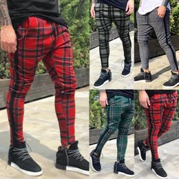 s Men's Long Casual Sport Pants Slim Fit Plaid Trousers Running Joggers Sweatpants High Quality And Comfortable1261m