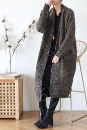 Winter Coat New Original Design Coat Loose Plus-Size Lazy mid-length Mohair Retro Simple Knit Sheep Sweater Cardigan Coat