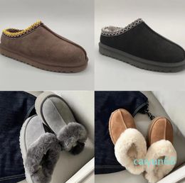 Slippers Chestnut Fur Slides Sheepskin Shearling Classic Ultra Mini Platform Boot Winter Mules Women Men Slip-on Shoes Suede Upper Wool Fall