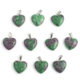 Pendant Necklaces Natural Stone Heart Shape Epidotes Charms For Women Making DIY Jewellery Necklace Earrings Accessory