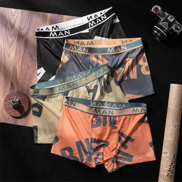 Underpants 3pcslot Fashion Men Panties Seamless Letter Printed Breathable Man Underwear Plus Size Male Boxer calzoncillo hombre 231025