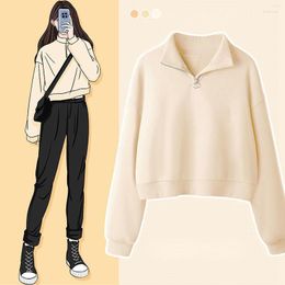 Women's Sweaters Women's 2023 Womens Half Zip Pullover Long Sleeve Sweatshirt Hoodie Vintage Fashion Exercise Tracksuit Sweater Top