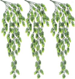 Decorative Flowers Artificial Flower Hops Vine Garland Plant Fake Hanging Faux UV Resistant Floral Greenery 3 PCS