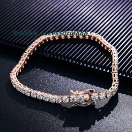 Factory Price Vvs Moissanite Diamond Tennis Bracelet Rose Gold Plate Moissanite Chain Hip Hop Jewelry