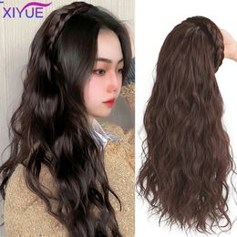 Synthetic s XIYUE Long Lolita twistdrill Half Headband With Hair Band Fluffy Clip in Seamless Straight Curly 231025