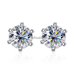 Stud 2ct Moissanite Earrings for Women Wedding Fine Jewelry with GRA s925 Sterling Sliver Plated 18k White Gold Earring YQ231026