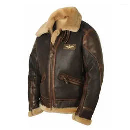 Chaqueta de cuero de otoño e invierno para hombre, chaqueta de PU con solapa marrón Artificial, bolsillo con cremallera, abrigo informal juvenil, ropa