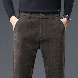 Men's Pants Autumn Winter Thicken Straight Leg Casual Good Quality Comfortable Business Elastic Work Brand Men Clothing