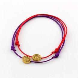 50Pcs Jewellery Making Wax Rope Adjustable Cord Wrist Weave Bracelet medal Benedict Santa Cruz oval spacers Beads243Y