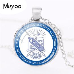 2018 New Phi Beta Sigma Fraternity Necklace Glass Dome Cabochon Po Pendant Link Chain Neckalces Silver Round Jewellery HZ1226I