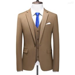 Men's Suits Men's Men Suit Set( Jacket Vest Pants ) Solid Color Slim Fit Blazer Trousers Waistcoat Wedding Groom Tuxedo Three Piece