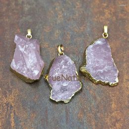 Pendant Necklaces Wholesale Gold Colour Random Shape Charms Mineral Rose Quartzs Pendants DIY Making In 39 46 Mm PM5845