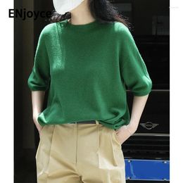Women's Sweaters Women Wool Short-sleeved Knitted Sweater Pullovers 2023 Autumn Japanese Casual Style Loose Skin-friendly Soft Tops