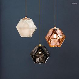 Pendant Lamps Postmodern Light Luxury Minimalist Design Home Model Room Dining Bedside Bedroom Nordic Square Glass Small Chandelier
