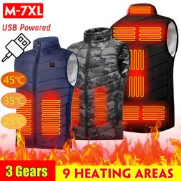 Men's Vests 9 Areas Heated Jacket Men Warm Vest USB Women's Heating Jacket Heated Vests Coat Hunting Hiking Camping Autumn Winter Male 231026