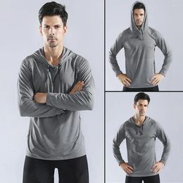 Men's Hoodies Quick Dry Elastic Men Solid Colour Running Training Sportswear Hoodie Sweatshirt