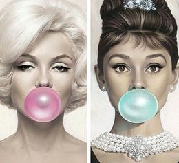 Audrey Hepburn & Marilyn Blowing Bubbles Art Silk Print Poster 24x36inch(60x90cm) 0167486496