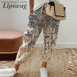 Women's Pants Capris Vintage Harajuku Digital Print Women Pants Casual Drawstring Tie-up High Waist Troursers Female Fashion Loose Pocket Long Pants T231026