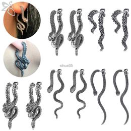 Stud ZS 1 Pair Double-sided Snake Pendant Earring For Men Women Stainless Steel Front Back Ear Dragon Octopus Drop Earrings YQ231026