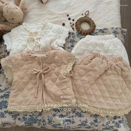 Clothing Sets Children Set 2023 Winter Fashionable Girl Short Sleeve Coat And Lace Skirt Princess Sweet Baby Two-piece
