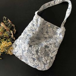 Shoulder Bags capacity jacquard blue gray soul bag floral print handbagstylishhandbagsstore