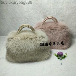 Autumn Winter Trendy Warm New style imitation fox fur grass bag handbag fur bag women's bag long fur bag fake fur bag plush bag YAPMS