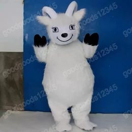 2024 Adult Size Plush White Goat Mascot Costumes Halloween Fancy Party Dress Cartoon Character Carnival Xmas Advertising Birthday Party Costume Unisex Outfit