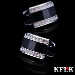 Kflk Jewellery French Shirt Cufflink For Mens Brand Fashion Black Cuffs Link Button High Quality Luxury Wedding Male T273I