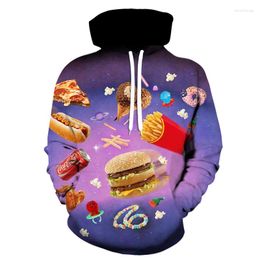 Men's Hoodies 3D Snack Burger Series Printed Hooded Sweatshirt Casual Fashion Women's Y2K Couple Large Sudaderas