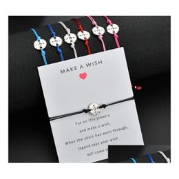 Charm Bracelets New Make A Wish Card Adjustable Bracelet Compass Charms Pendant Romantic 7 Colours Rope Chain Women Drop Delivery Jewel Dhq1D