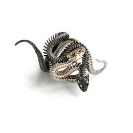 Retro Vintage Fashion Jewelry 925 Silver Cobra ring Party Popular Women Men Snake Adjustable Open Ring for Lovers' G300e