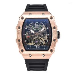 Wristwatches Barrel Type Three Needle Large Dial Quartz Watch For Men Outdoor Sports Glow Multi-color Silicone Strap Clock Reloj Hombre