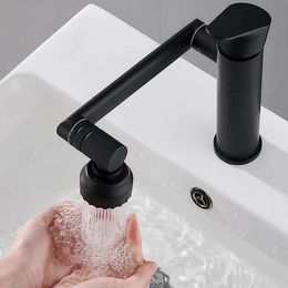 Kitchen Faucets 360 Degree Rotating Bathroom Mixer Tap Matte Black Basin Faucet With 2 Spraying Mode 231026