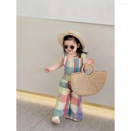 Clothing Sets MILANCEL Summer Kids Clothes Set Girls Cute Colour Lattice Suit Children Outwear 2PCS